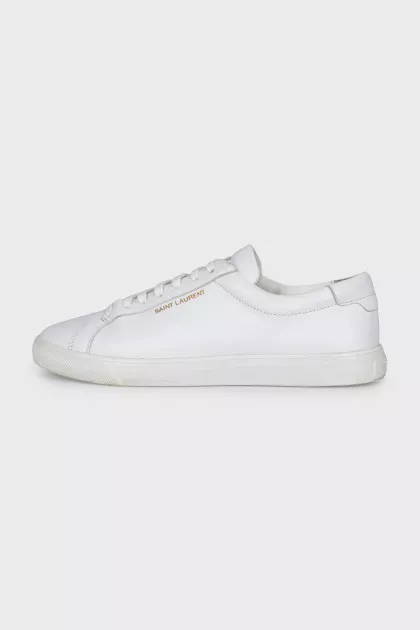 Leather sneakers with a gold logo
