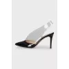 Patent leather slingbacks with silicone inserts