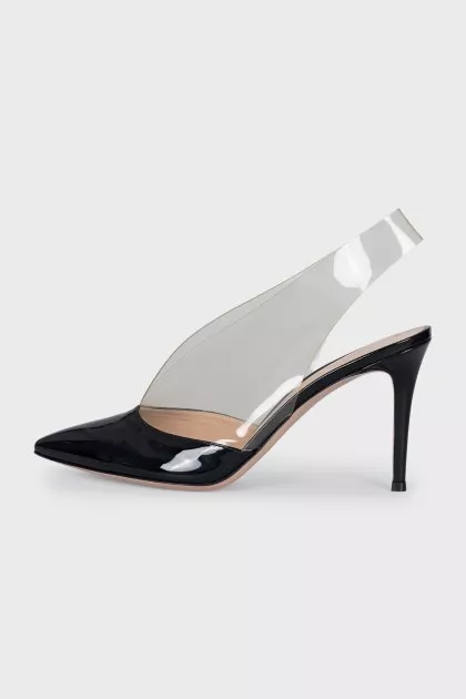 Patent leather slingbacks with silicone inserts