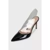 Patent leather slingbacks with silicone inserts