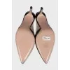 Patent leather slingbacks with silicone inserts