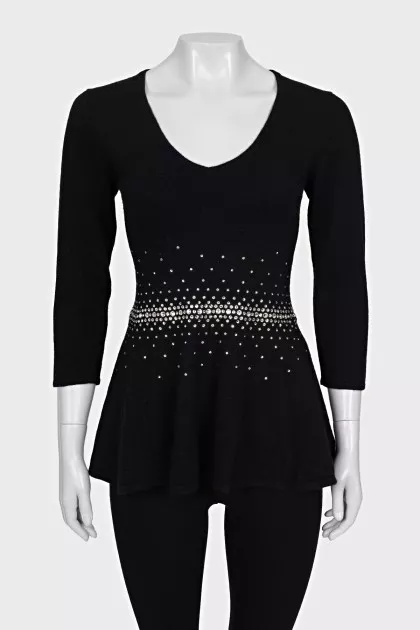 Cashmere sweater with rhinestones