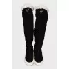 Suede over-the-knee boots with a contrasting sole