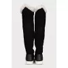 Suede over-the-knee boots with a contrasting sole