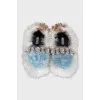 Fur ballet flats with decor