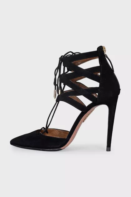 Black shoes with suede straps