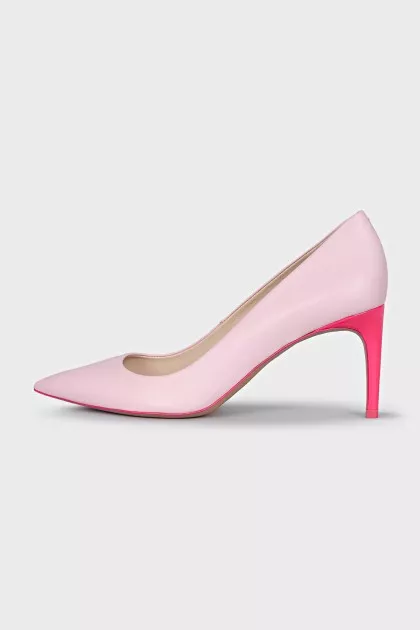 Leather pumps with contrasting heels