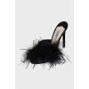 Fabric mules with feathers