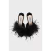 Fabric mules with feathers