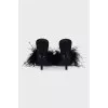 Fabric mules with feathers