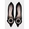 Textile court shoes with decoration