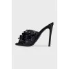Textile mules with sequins