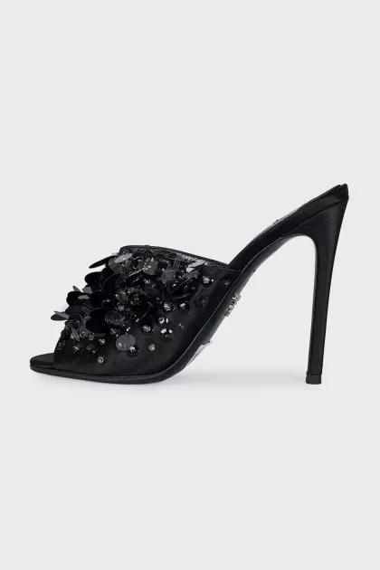 Textile mules with sequins
