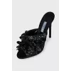 Textile mules with sequins