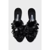 Textile mules with sequins