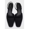 Square-toe textile slingbacks