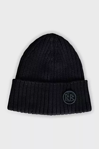 Black hat with a brand logo