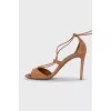 Suede stiletto sandals with tassels