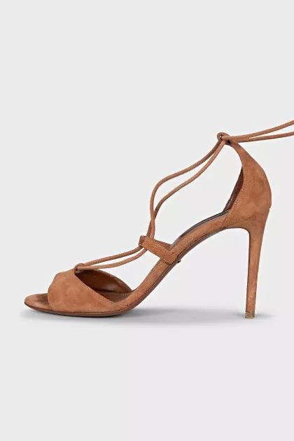 Suede stiletto sandals with tassels