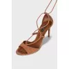 Suede stiletto sandals with tassels