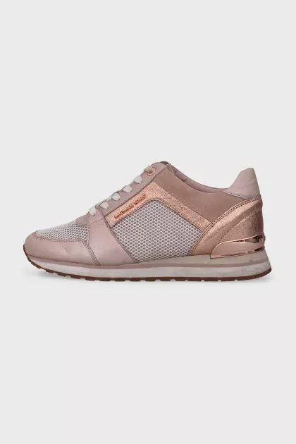Leather sneakers with shiny inserts