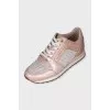 Leather sneakers with shiny inserts