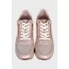Leather sneakers with shiny inserts