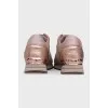 Leather sneakers with shiny inserts