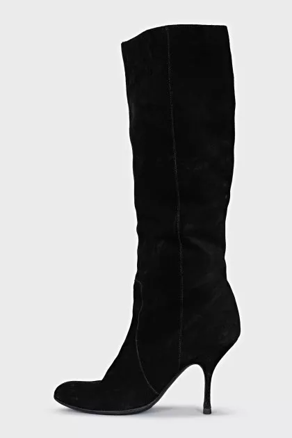 Suede stiletto boots