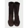 Brown slip-on boots