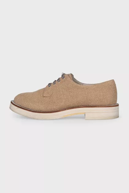 Beige textile shoes