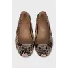 Leather ballet flats with animal print