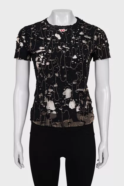 T-shirt with a torn effect