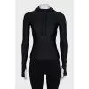 Long sleeve hooded shirt with tag