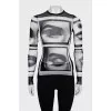 Transparent long sleeve with print