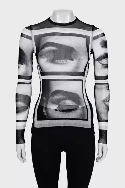 Transparent long sleeve with print