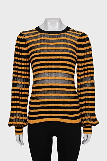 Striped jumper with back fastening