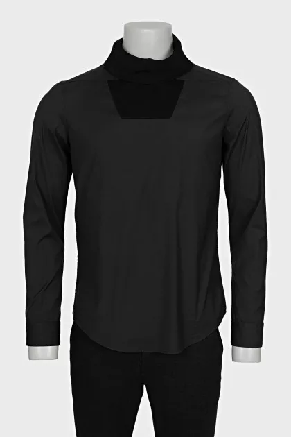 Men's black tight-fitting turtleneck