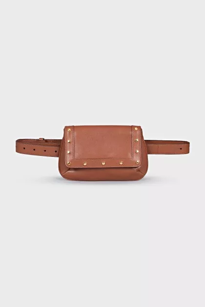 Leather belt bag with gold decor