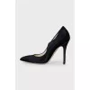 Black pony skin pumps