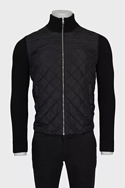 Men's black jacket with quilted elements