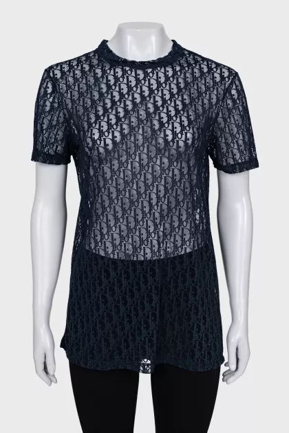 Transparent T-shirt with a branded print