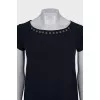 Straight dress with eyelet