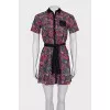 Fitted dress with a black belt