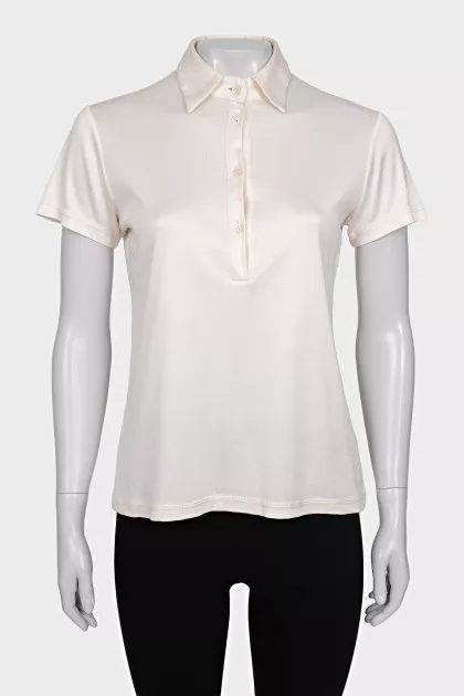White button-down polo shirt