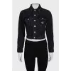 Cropped denim jacket with buttons