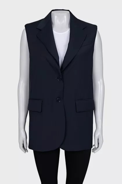 Loose-fitting wool vest