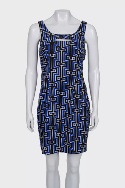 Two-tone geometric print dress