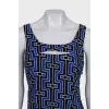 Two-tone geometric print dress