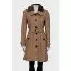 Brown coat with a detachable collar